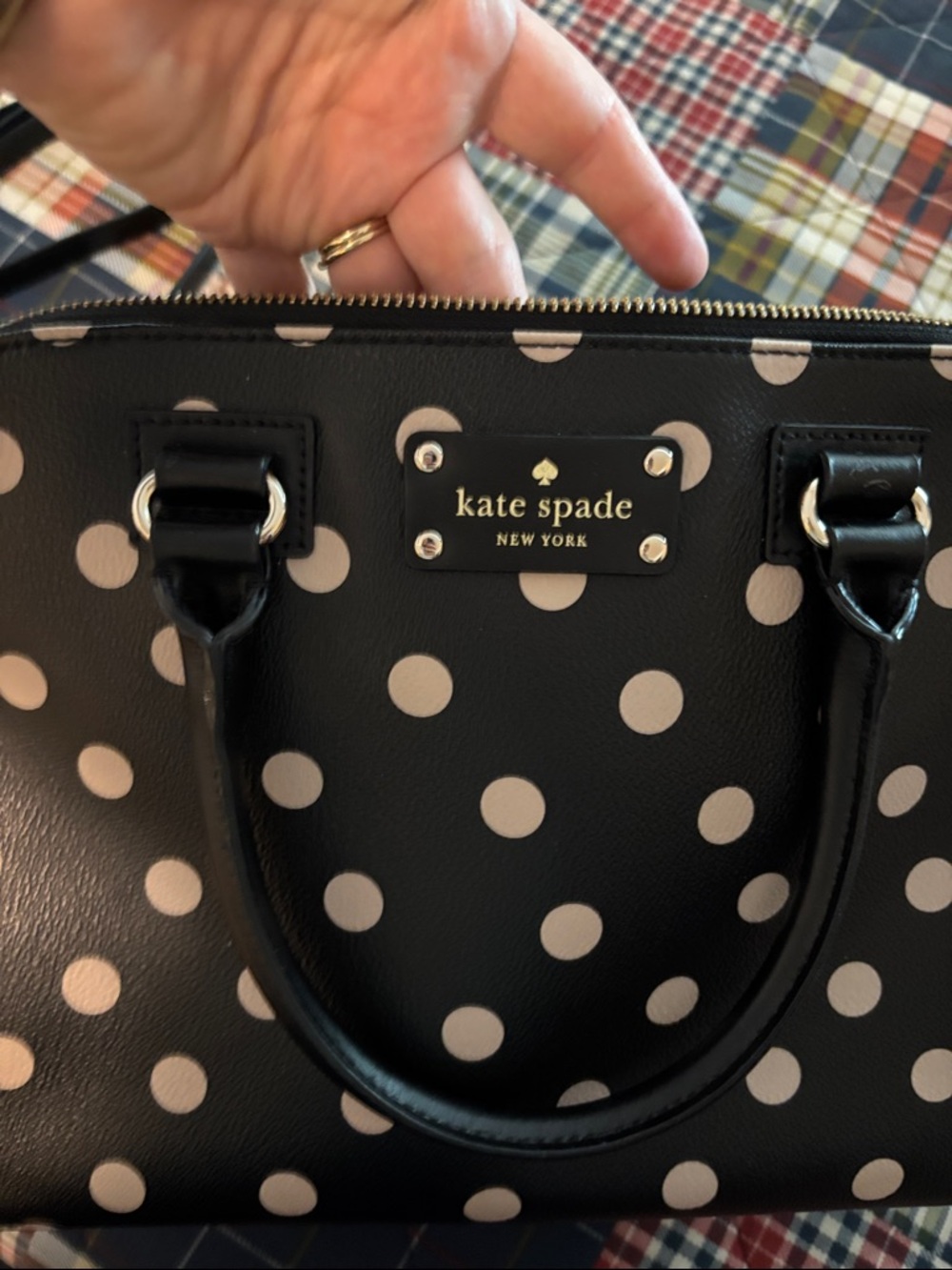 kate spade Black & White Polka Dot Dome Satchel with Detachable Strap - Picture 2 of 8